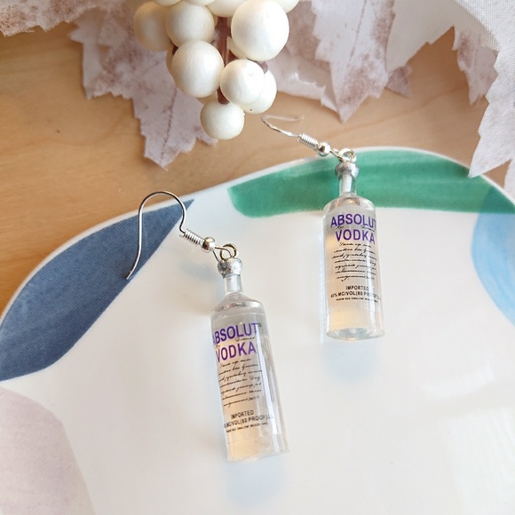 Unique Design//Absolut Vodka Bottle Drop Earrings - Picture 2 of 4